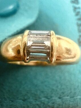Tiffany & Co. Yellow Gold Diamond Dome Band Ring - Rare Vintage Sz 6